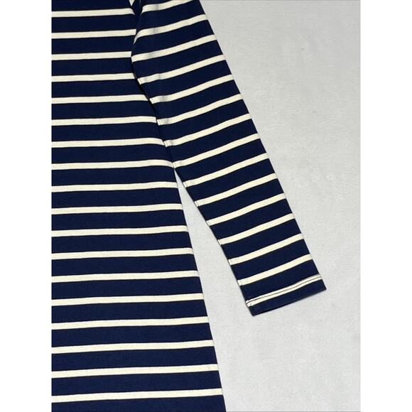 Vineyard Vines Girls Large 14 Funnel Neck Stripe Knit Dress Blue White Cotton - Picture 8 of 16